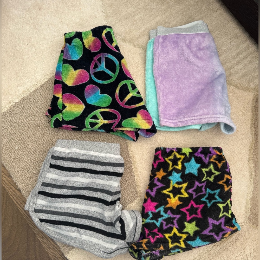 Colorful Fleece Pajama Shorts Set